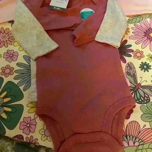 Infants Carters 3 piece onesies 3 different colors mauve ,gray and light pink. - Picture 1 of 7
